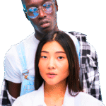 A Couple look directly into the camera