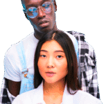 A Couple look directly into the camera