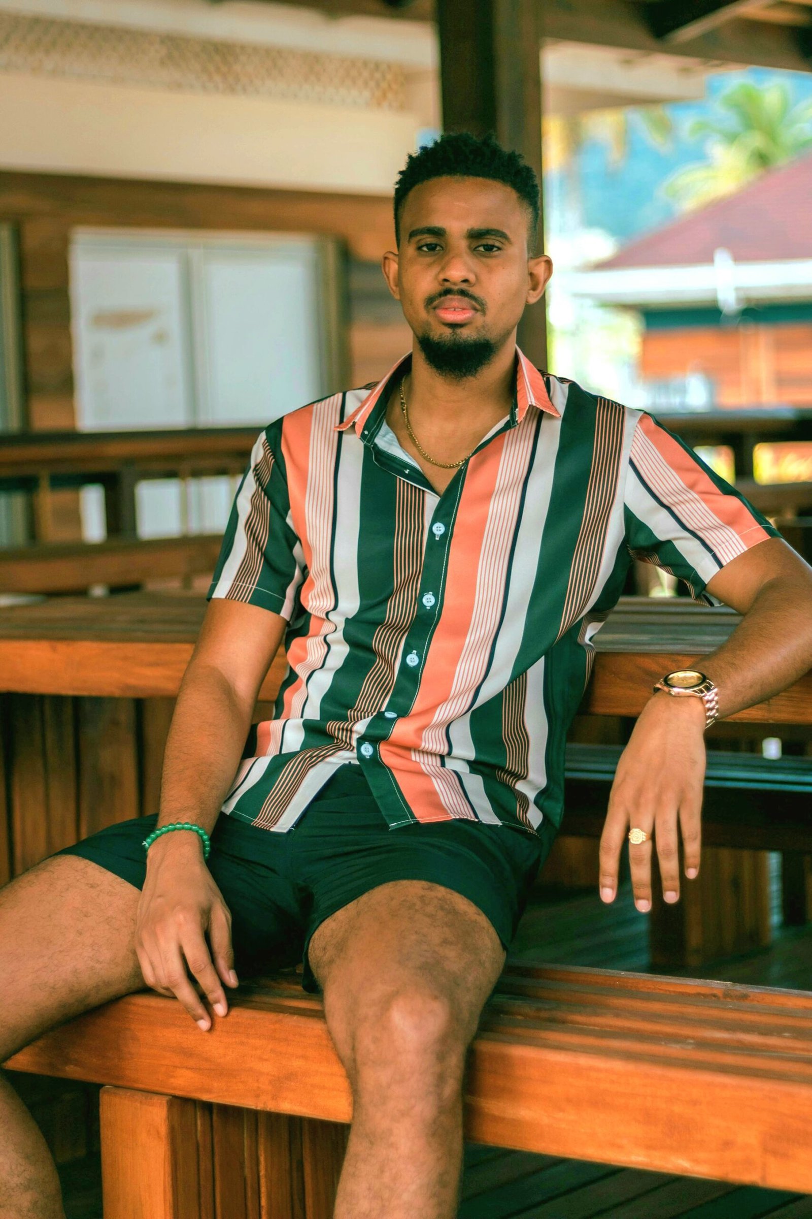 Caribbean Man looking directly into camera lens
