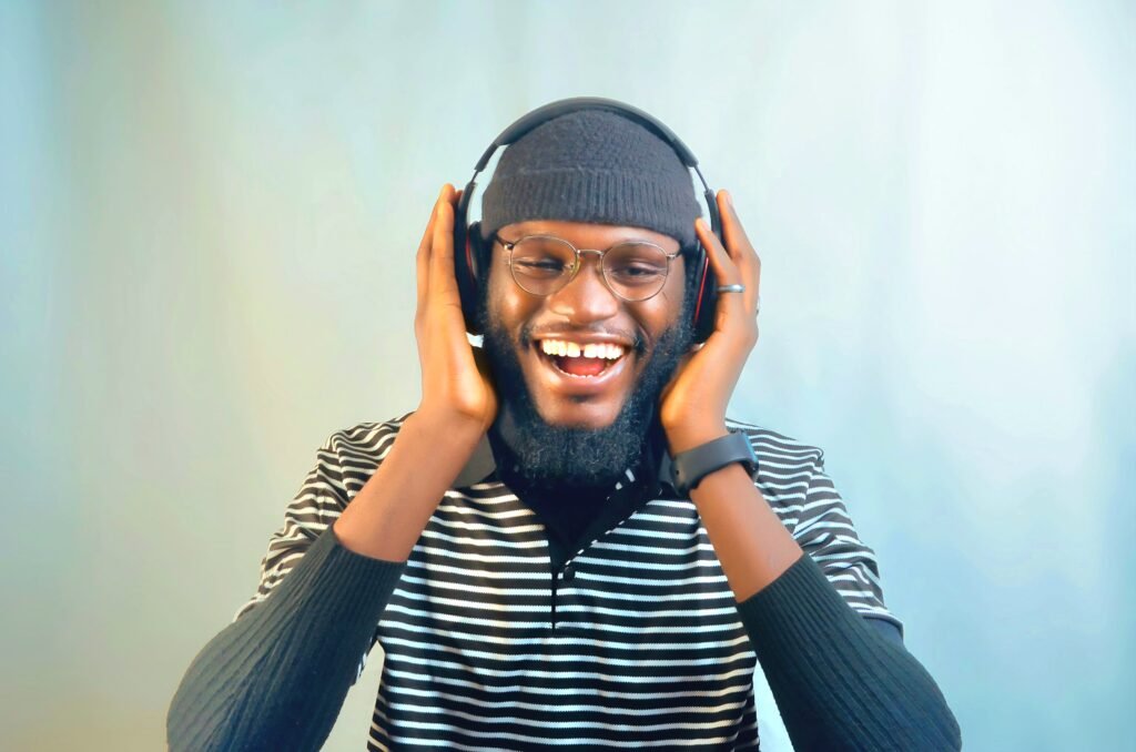 Man enjoying listening to Dancehall Music