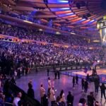The New York Knicks During A Live Game.