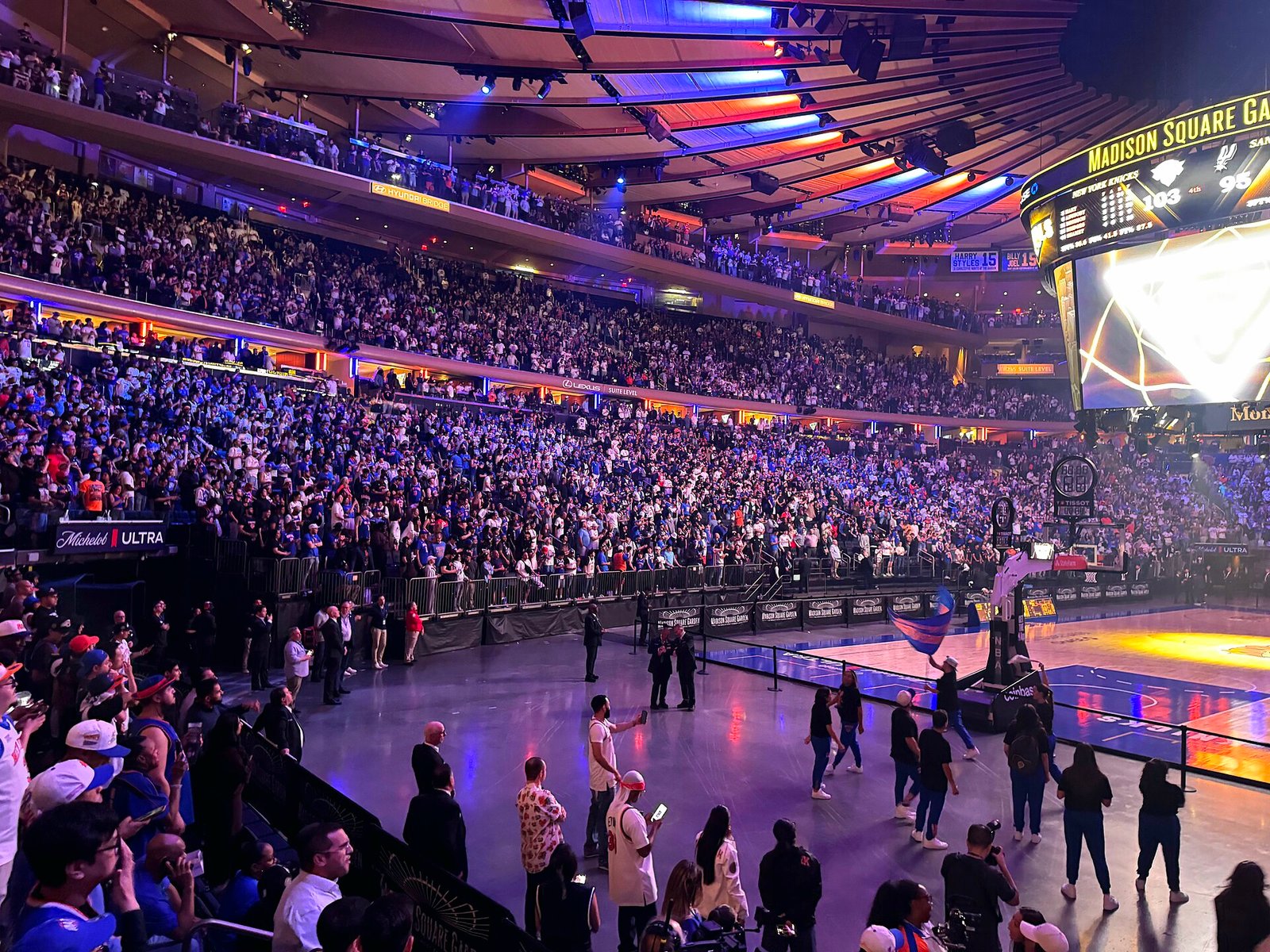 The New York Knicks During A Live Game.